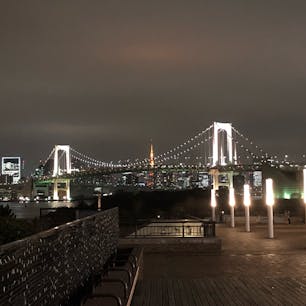 アクアシティお台場のデッキからの眺め。
夜景が綺麗です。