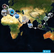 98日間の世界一周クルーズ中。