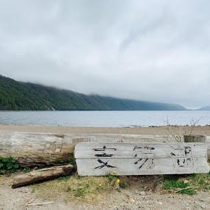 霧が出ていたので湖の透明感がありませんでした