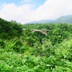 Naruko kyo Valley 鳴子峡 Osaki city 大崎市 Miyagi pref 宮城県
鳴子峡レストハウスから大深沢橋を望む景色、初夏の緑いっぱいの爽やかで豊かな景観