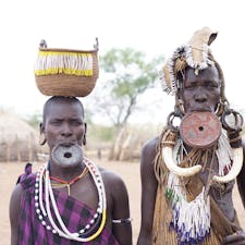 噂のムルシ族
エチオピア南部に生息する民族

本当に唇にお皿はめてありました。
小さい頃に小さい切れ目を入れどんどん大きいサイズのお皿に変えていき、成人した頃にはこんなに大きなお皿が入るようになるそうです。
今はこの伝統的なするかしないかは個人の自由だそうです。
なぜこんなことするようになったのか？
違う集落から誘拐を防ぐためにわざとブサイクにしたらしいです。