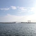 静岡県浜松市⛩弁天島の鳥居
橋の向こうは海、手前は浜名湖☺️