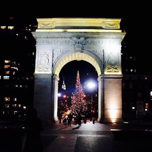 New York / Manhattan
ワシントンスクエアパーク
クリスマスツリーとライトアップされたエンパイアステートビル。ホリデーシーズンのスナップショット♪