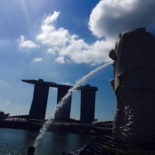シンガポール、マーライオン公園から見たマリーナベイサンズ
2018年3月