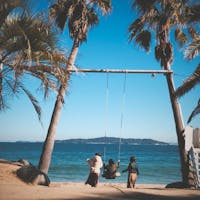 福岡県　糸島　ヤシの木のブランコ