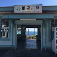 海が見える根府川駅です