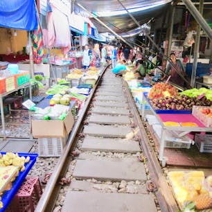 Maeklong Market, Thailand🇹🇭
close to the railroad😮