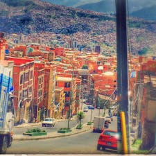 ボリビア、ラパスの町の中。
