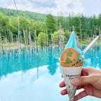 北海道美瑛町にある青い池。

青い池ソフトはソーダ味。
