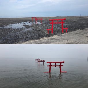 佐賀県多良町　大魚神社の海中鳥居