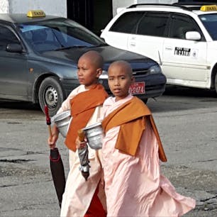 ミャンマーは必ず、出家しなければ行けません、そして托鉢をします。
小さな子供達も迷いは有りません、歩く姿は凛々しいです。

#ミャンマー　　#サント船長の写真