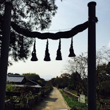 桧原神社は正面に二上山が見えます