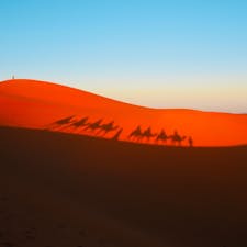 モロッコの大砂丘メルズーガ🇲🇦
ラクダに乗って砂漠を歩く💓🐫🐫🐫