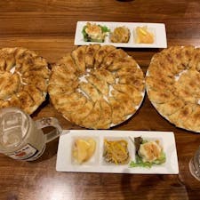 福島市の名物、円盤餃子。
餃子酒家照井にて頂きました。
皮はパリパリで、中身は野菜たっぷりであっさりしていて美味しかったです。