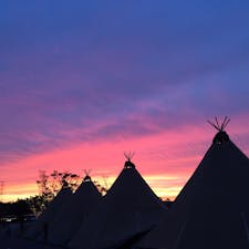 バーベキューエリアからの夕焼けは昨年のものです。