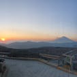 大涌谷からの夕日と富士山