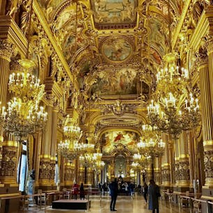 パリ　オペラ・ガルニエ
グラン・フォワイエはオペラを観に来た人たちが休憩時間を過ごす部屋のようなんだけど、きらびやかすぎた😳
憧れのおパリを感じた✨