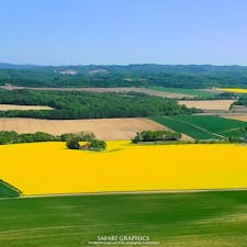 毎年5月中旬から6月上旬にかけて、丘一面の菜の花畑が町を黄色く染める北海道安平（あびら）町。周囲に広がる牧場や田園風景はのどかな雰囲気で、ドローンで空撮するとその美しさがよくわかります。#北海道 #安平町 #菜の花畑