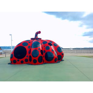直島　かぼちゃアート　草間弥生