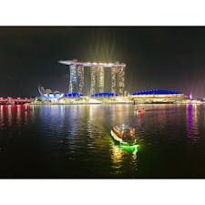 シンガポール　マーライオンパーク　マーライオン公園　マリーナベイサンズ　夜景