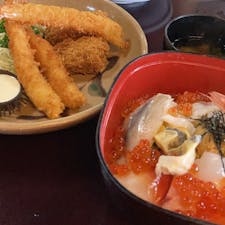 📍松島海岸 /  宮城県②
こっちは、海鮮丼と 牡蠣とエビフライ💖最高でした