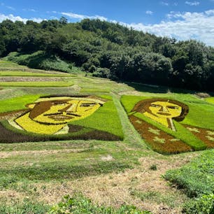 福島県郡山市のファームパークいわえにある田んぼアートです。
なかなか見事でした。