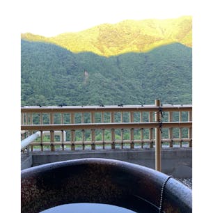露天風呂に浸かりながら深く深呼吸。
朝日が山の緑を二色にわける。
しばし命の洗濯を。

#祖谷温泉