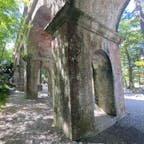 水路閣

琵琶湖疏水の分線（蹴上以北）にある水路橋で1888年（明治21）完成。南禅寺境内を通過するため、周辺の景観に配慮して田辺朔郎が設計、デザインした。全長93.2メートル（幅4メートル、高9メートル）レンガ、花崗岩造り、アーチ型橋脚の風格ある構造物で、静かな東山の風景にとけこんでいる。市指定史跡。

#サント船長の写真