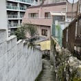 新宿区の四谷三丁目付近。古い住宅と新しいマンションを、狭い路地と坂が結んでいます。これも東京らしい風景かと。