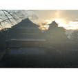 あけましておめでとうございます🐯
１月２日熊本城🏯天守閣からの日の出
手前は復興解体前の戌亥櫓
