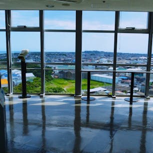 銚子ポートタワー展望ロビーより。
360度の大パノラマが見事。