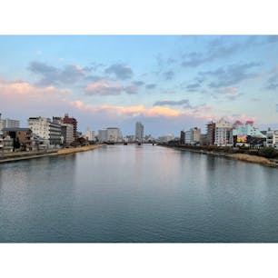 天神大橋の中間あたりから撮った鏡川
龍馬が泳いだ川らしい