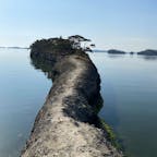 松島湾に突き出ている馬の背と呼ばれている場所です。幅は狭いところで1メートルくらい。歩ける場所は10センチメートルくらいで、両側は海です。