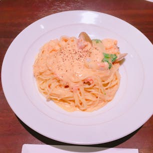 ソレイユ！☺︎︎💓
パスタ屋さん。
サラダ、スープ食べ飲み放題👏