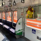 一畑電車、通称「ばたでん」
しまねっこが鎮座♡
自転車も乗れる電車です！