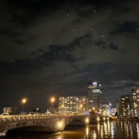 やっと来れた、夜の萬代橋☆