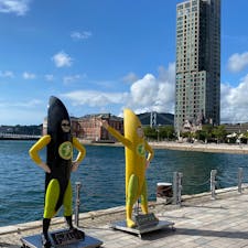 門司港のバナナマンはこれ。
バナナのたたき売り発祥の地なんだそうです。
