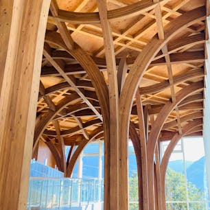 大分　
由布市ツーリスト
インフォメーションセンター

建築家坂茂さんの設計
構造体が森の樹々のよう
ダンボールの椅子
葉っぱの椅子で
ちょっと休憩
