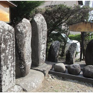 諏訪大社下社春宮の参道の力石
春宮の表参道を行くと、神社の手前に木造の太鼓橋があり更にその手前に力石が有ります。
大門通りの右側に巨石が並ぶ一角がある。
これらは「力石」と呼ばれ、昔から村の集会場の庭に置かれていた。
昭和の初期ごろまで、若者たちの力比べに使われていたそう。
重いもので約60kgあり、民俗的にも貴重な資料ですね。

#サント船長の写真　#諏訪巡り