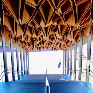 幾何学の芸術的な天井に圧倒される宝積寺駅（ほうしゃくじえき）

隈研吾氏のデザインです。

広場も栃木の大谷石がレイアウトされています。




 #隈研吾デザイン #宝積寺駅 #栃木県 #大谷石 #olive