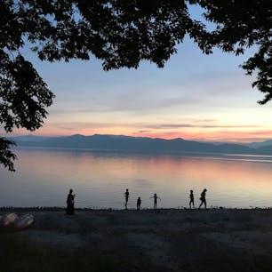 田沢湖の田沢湖キャンプ場前のsunset