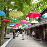 梅雨の時期に近づいたからこそ見たい！長野・軽井沢にある「ハルニレテラス」。
傘の道でグルメやショッピングを楽しめるほか、美しい川や温泉も楽しめますよ♪

#長野 #軽井沢 #中軽井沢 #ハルニレテラス #傘の道 #星野温泉トンボの湯 #旅田サトシ