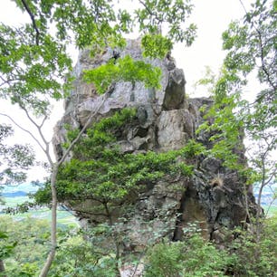 岩田山　十三仏(近江八幡市安土町内野)
山箕作山の南端の巨大な１枚岩に聖徳太子が刻んだとされる１３体の仏像が安置されています。
　裾から山頂まで続く道（３０分程度）の両脇にも、石仏が安置されています。毎年４月には千日会が行われ信仰の深い人々で賑わいます。

#サント船長の写真　#滋賀県　#近江八幡