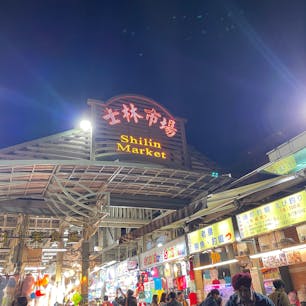 士林市場

台北の代表的な夜市の一つで、規模も大きく、人の賑わいもすごい。
臭豆腐からハットグ、服屋まで、色んなお店が並んでいた。
夜市で食べたものも全部美味しかったが、特に気に入ったのは、胡椒餅の生地？みたいなのに、ゴマとあんこ？のようなものが入ってる甘いお菓子。