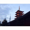 スカイツリーと浅草寺の五重塔がともにライトアップされてて綺麗でした！