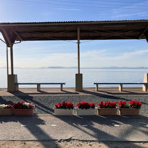 穏やかな海が目の前に広がり時が止まったような感覚。とても小さい駅です。