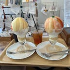 大石公園の桃パフェ