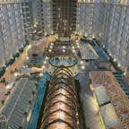 グランドニッコー東京ベイ舞浜ホテル🩵ディズニーの前泊で利用しました✨中は吹き抜けとなっており、エレベーターで上に登る時がすごい綺麗でした🌼
