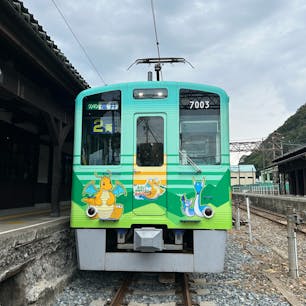 えちぜん鉄道　カイリュー電車
勝山駅にいたら偶然見つけました！
中も可愛いくて、子供より大人が乗ってる方が多い気がしました。
童心にかえる気持ち、わかります。。