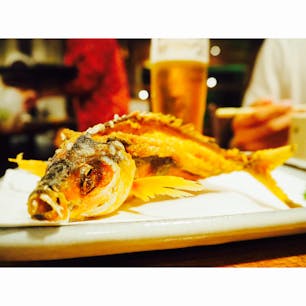 @舟蔵の里
グルクンの唐揚げ。頭から尻尾まで全部たべれました。香ばしくてビールがすすむすすむ、、